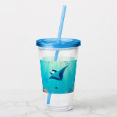 Klassieke, manta ray kustkunst acryl drinkbeker (Achterkant)