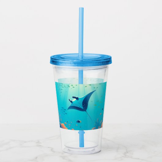 Klassieke, manta ray kustkunst acryl drinkbeker (Voorkant)