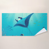 Klassieke, manta ray kustkunst badhanddoek (Badhanddoek)