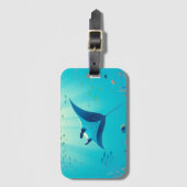 Klassieke, manta ray kustkunst bagagelabel (Voorkant (verticaal))