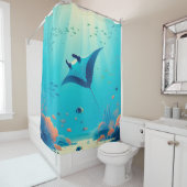 Klassieke, manta ray kustkunst douchegordijn (In situ)