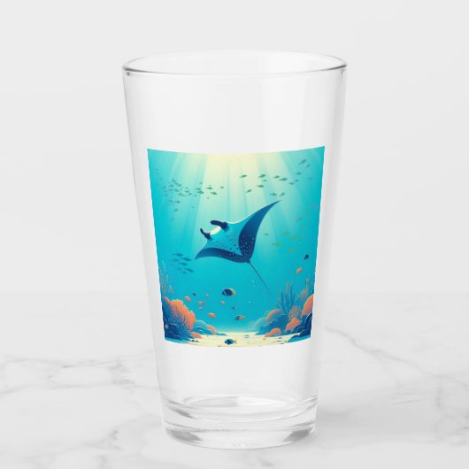 Klassieke, manta ray kustkunst glas (Voorkant)
