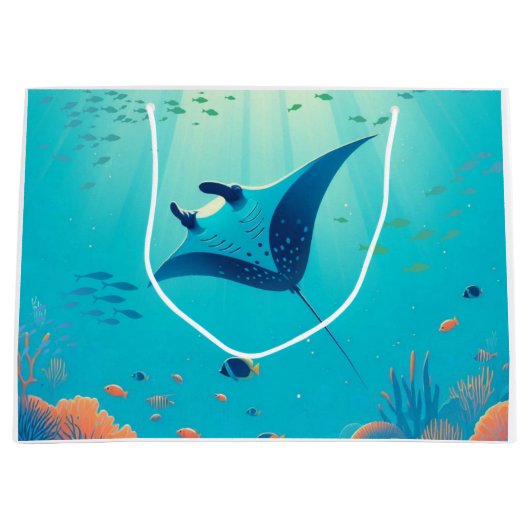 Klassieke, manta ray kustkunst groot cadeauzakje (Voorkant)