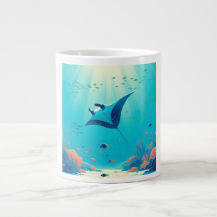 Klassieke, manta ray kustkunst grote koffiekop