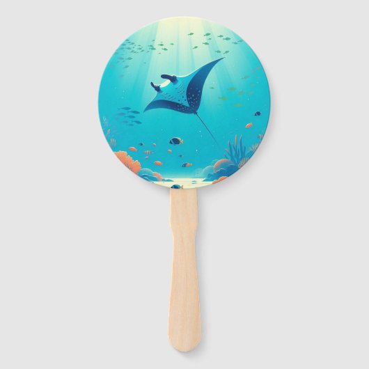 Klassieke, manta ray kustkunst handwaaier (Voorkant)