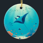 Klassieke, manta ray kustkunst keramisch ornament<br><div class="desc">.</div>