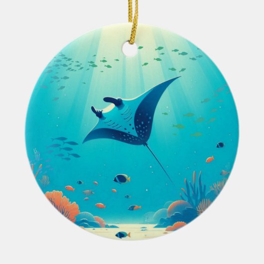 Klassieke, manta ray kustkunst keramisch ornament (Voorkant)