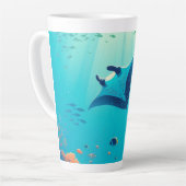 Klassieke, manta ray kustkunst latte mok (Linkerhoek)