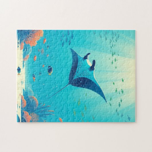 Klassieke, manta ray kustkunst legpuzzel (Horizontaal)