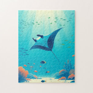 Klassieke, manta ray kustkunst legpuzzel