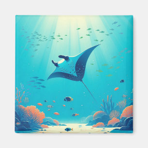 Klassieke, manta ray kustkunst magneet