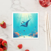 Klassieke, manta ray kustkunst servet (Insitu)