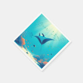 Klassieke, manta ray kustkunst servet (Hoek)