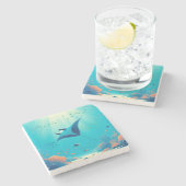 Klassieke, manta ray kustkunst stenen onderzetter (Zijkant)