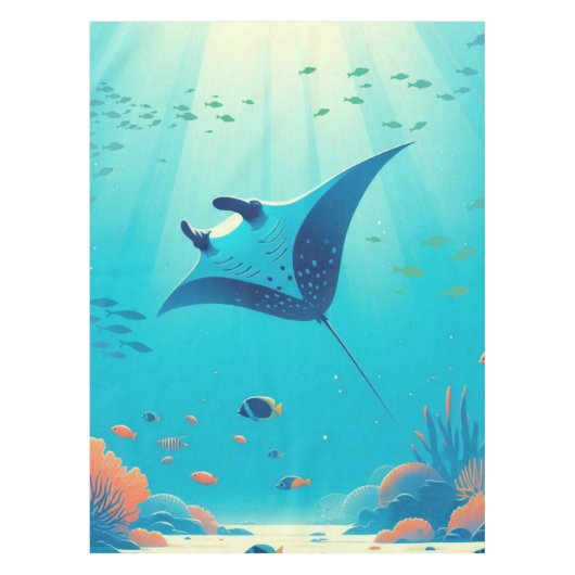 Klassieke, manta ray kustkunst tafelkleed (Voorkant)