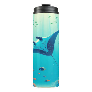 Klassieke, manta ray kustkunst thermosbeker