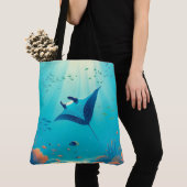 Klassieke, manta ray kustkunst tote bag (Dichtbij)