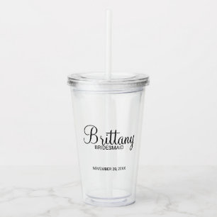Klassieke Manuscript Gepersonaliseerde Naam Brides Acryl Drinkbeker
