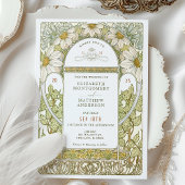 Klassieke Margherite Daisy Bruiloft Art Nouveau Mu Kaart