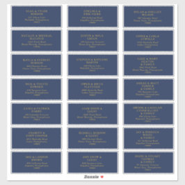 Klassieke marine | Adresetiketten voor goudweddens Sticker