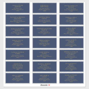 Klassieke marine Adresetiketten voor goudweddens Sticker