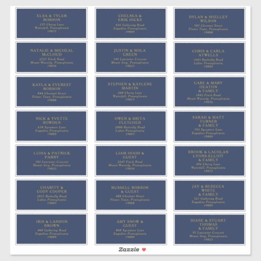 Klassieke marine | Adresetiketten voor goudweddens Sticker (Vel)