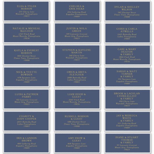 Klassieke marine | Adresetiketten voor goudweddens Sticker (Voorkant)