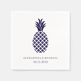 Klassieke marine ananas bruiloft servetten