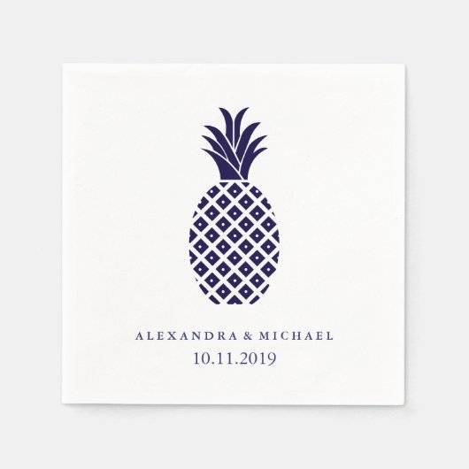 Klassieke marine ananas bruiloft servetten (Voorkant)