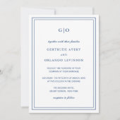 Klassieke Marine Blauw Elegant Huwelijk Kaart (Voorkant)