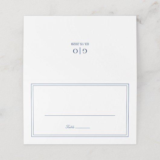 Klassieke Marine Blauw Elegant Huwelijk Plaatskaartje (Buitenkant ongevouwen)