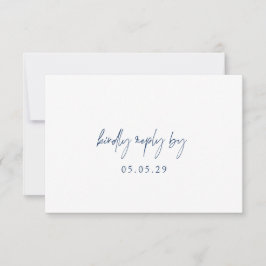 Klassieke Marine Blauw Elegant Huwelijk RSVP Kaartje