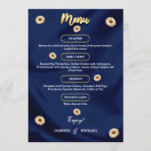 Klassieke Marine Blauw en Goud Huwelijk Elegante B Menu (Voorkant)