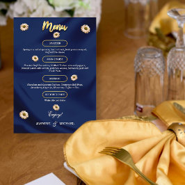 Klassieke Marine Blauw en Goud Huwelijk Elegante B Menu