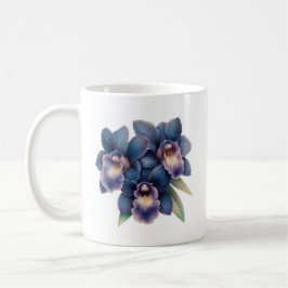 Klassieke marine blauw en paarse orchidee koffie m koffiemok