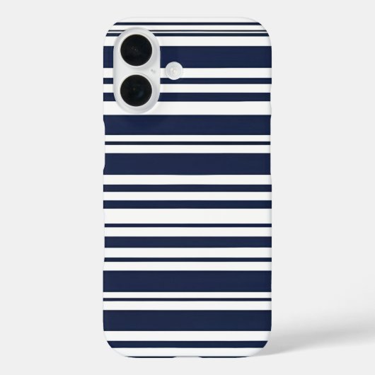 Klassieke Marine Blauw en Witte Streep Case-Mate iPhone Case (Achterkant)