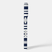 Klassieke Marine Blauw en Witte Streep Case-Mate iPhone Case (Achterkant / Rechts)
