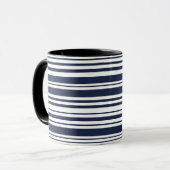 Klassieke Marine Blauw en Witte Streep Mok (Voorkant links)