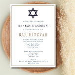 Klassieke Marine Blauw Gouden Ster Bar Bat Mitzvah Kaart<br><div class="desc">Een klassieke marine blauw en goud met Star of David symbool Bar of Bat Mitzvah uitnodiging voor uw zoon of dochter. Alle velden kunnen worden bewerkt.</div>