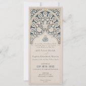 Klassieke Marine Blauw Islamitisch Kant Bruiloft U Kaart (Voorkant)