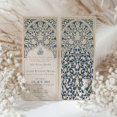 Klassieke Marine Blauw Islamitisch Kant Bruiloft U Kaart