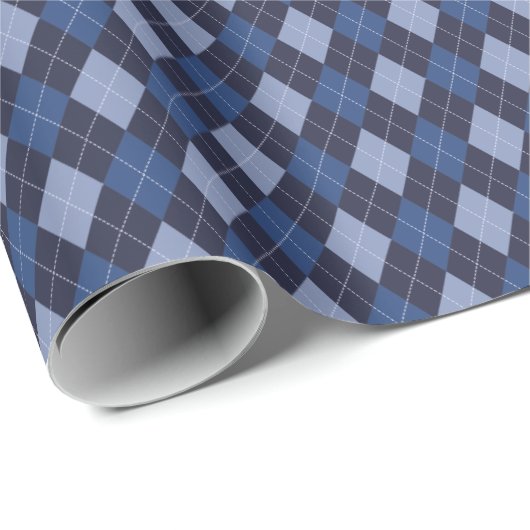 Klassieke Marine Blauw Kleine Argyle Diamanten Cadeaupapier (Rol Hoek)