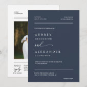 Klassieke Marine Blauw Minimalistische QR Code Tro Kaart (Voorkant / Achterkant)