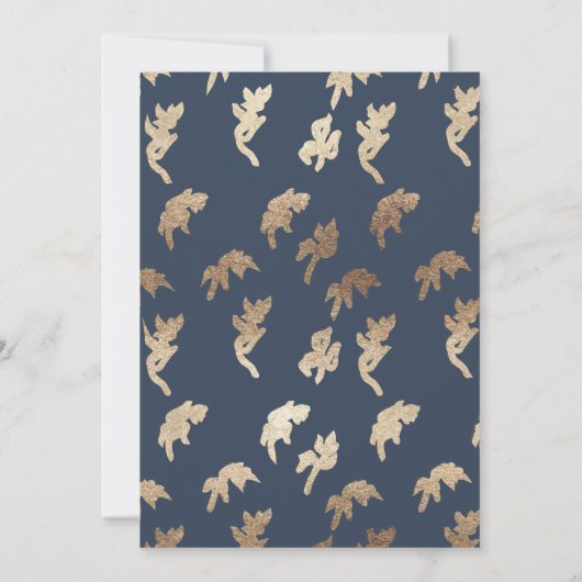 klassieke marine blauw monogram bruiloft gouden ku kaart (Achterkant)