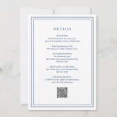 Klassieke Marine Blauw QR Code Elegant Huwelijk Kaart (Achterkant)