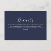 Klassieke Marine Blauwe bruiloft Details Informatiekaartje (Voorkant)