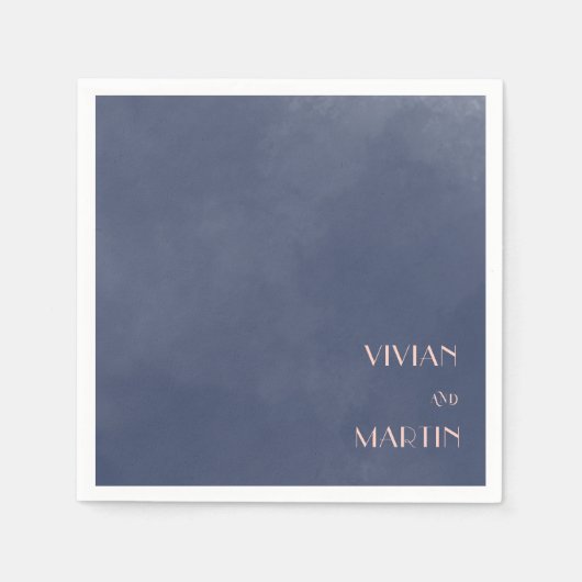 Klassieke Marine Blauwe Rook Bruiloft Servet (Voorkant)