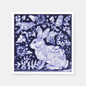 Klassieke marine Blue Bunny Rabbit Birds Dedham De Servet (Voorkant)
