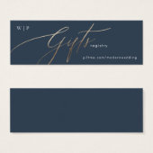 Klassieke marine Blue Elegant White Gold Gift Reg Mini Visitekaartjes (Voorkant /achterkant)