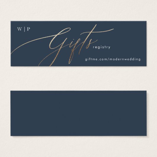 Klassieke marine Blue Elegant White Gold Gift Reg Mini Visitekaartjes (Voorkant /achterkant)